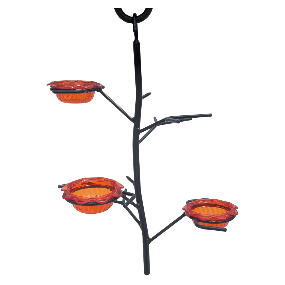 Black steel oriole bird feeder on a white background