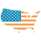 Map of the United States with an American flag pattern