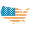 Map of the United States with an American flag pattern