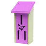 Purple and green butterfly house with a butterfly design on a white background