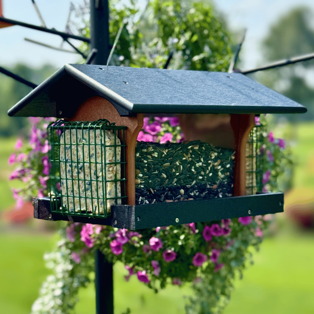 Deluxe Dual Suet & Seed Hopper Bird Feeder