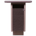 Brown birdhouse with a textured finish on a white background